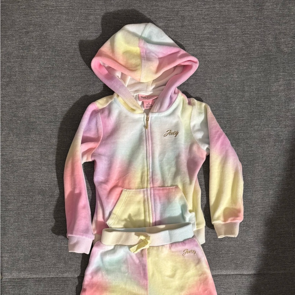 Juicy Couture Girls' 2 Piece Hoodie Jacket and Jogger Set